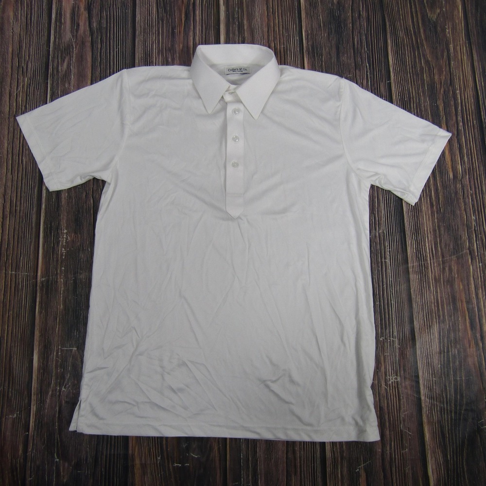 Collars & Co. Polo Shirt Mens Small White Dress Collar Classic Performance Golf